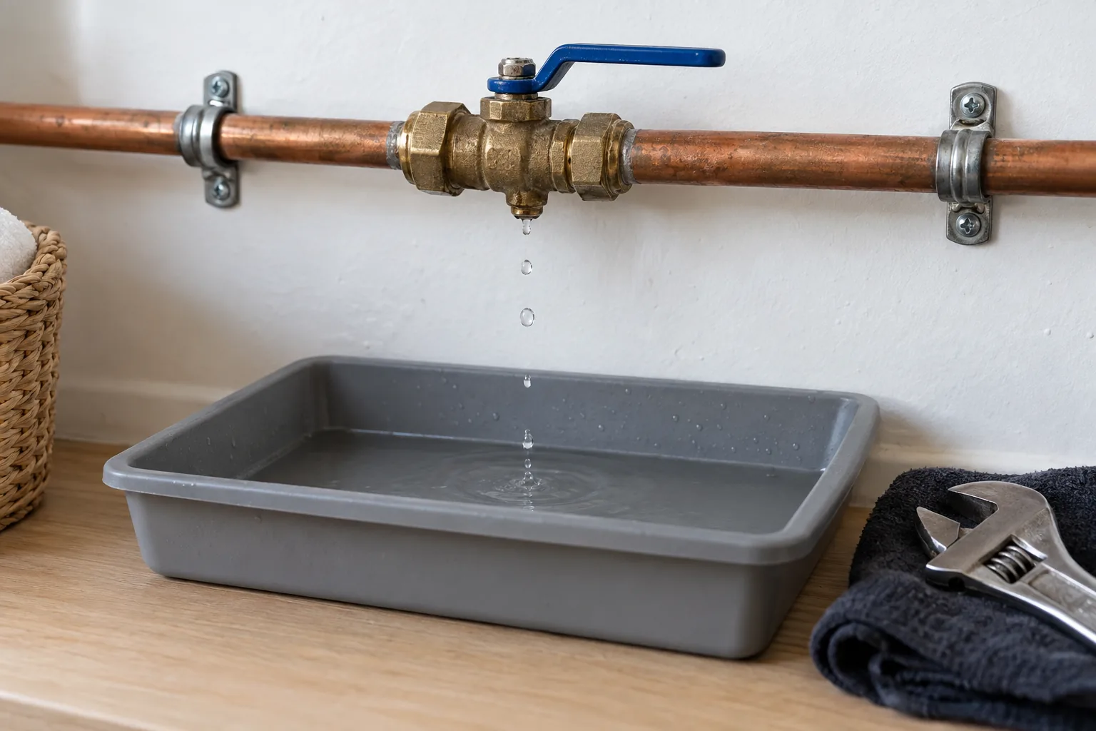 Water isolation valve and leaking plumbing pipe