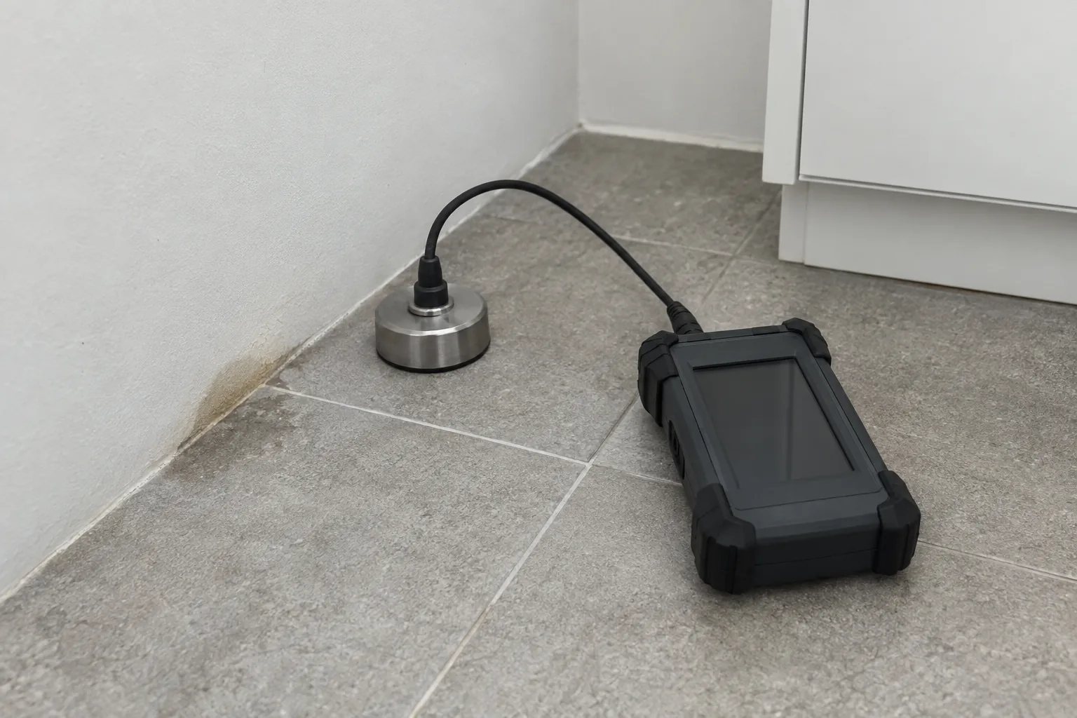 Leak-detection equipment beside water pipework